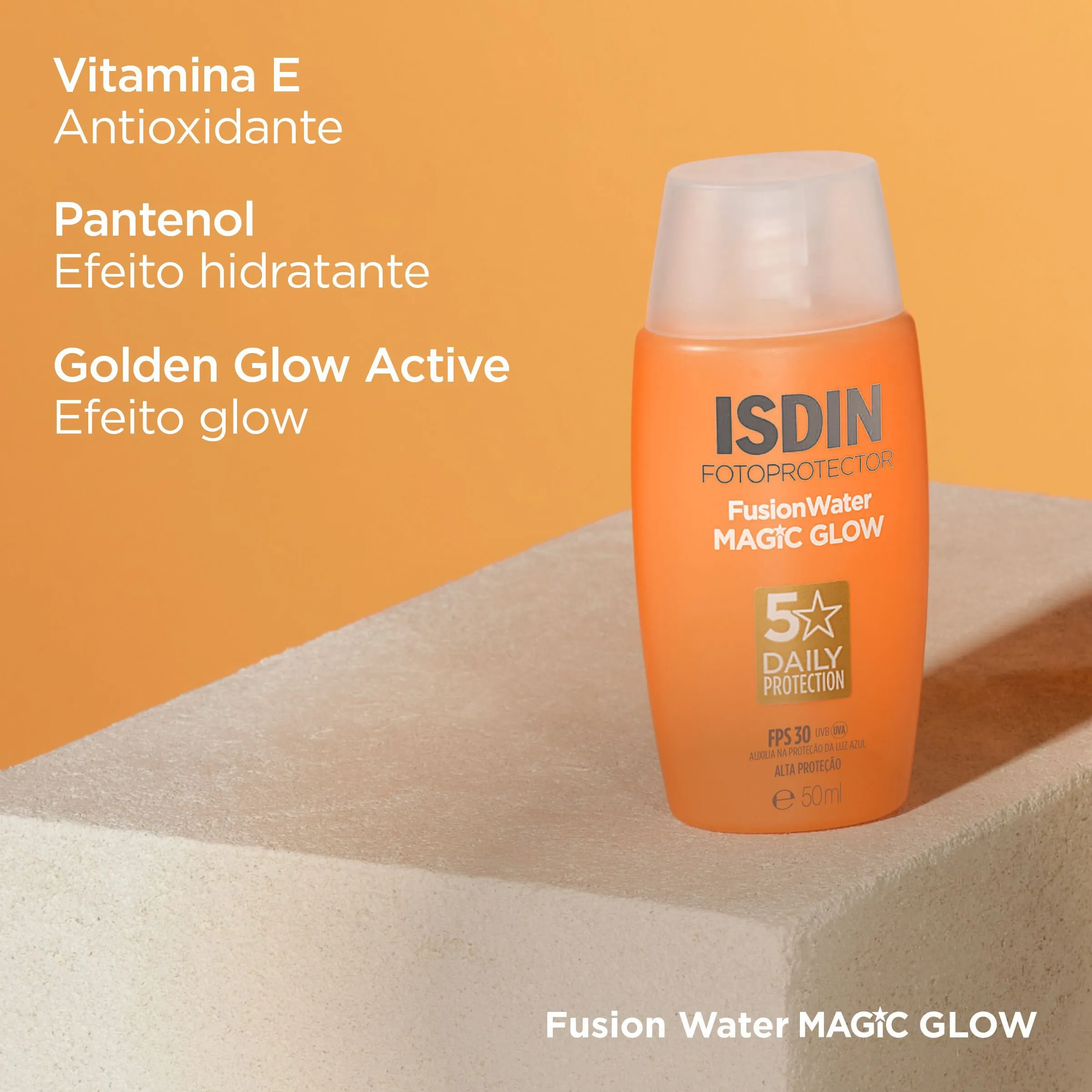 Protetor Solar Facial ISDIN Fusion Water Magic Glow FPS30 50ml — foto 2