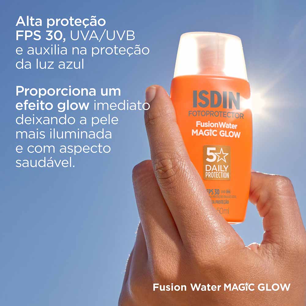 Protetor Solar Facial ISDIN Fusion Water Magic Glow FPS30 50ml — foto 9
