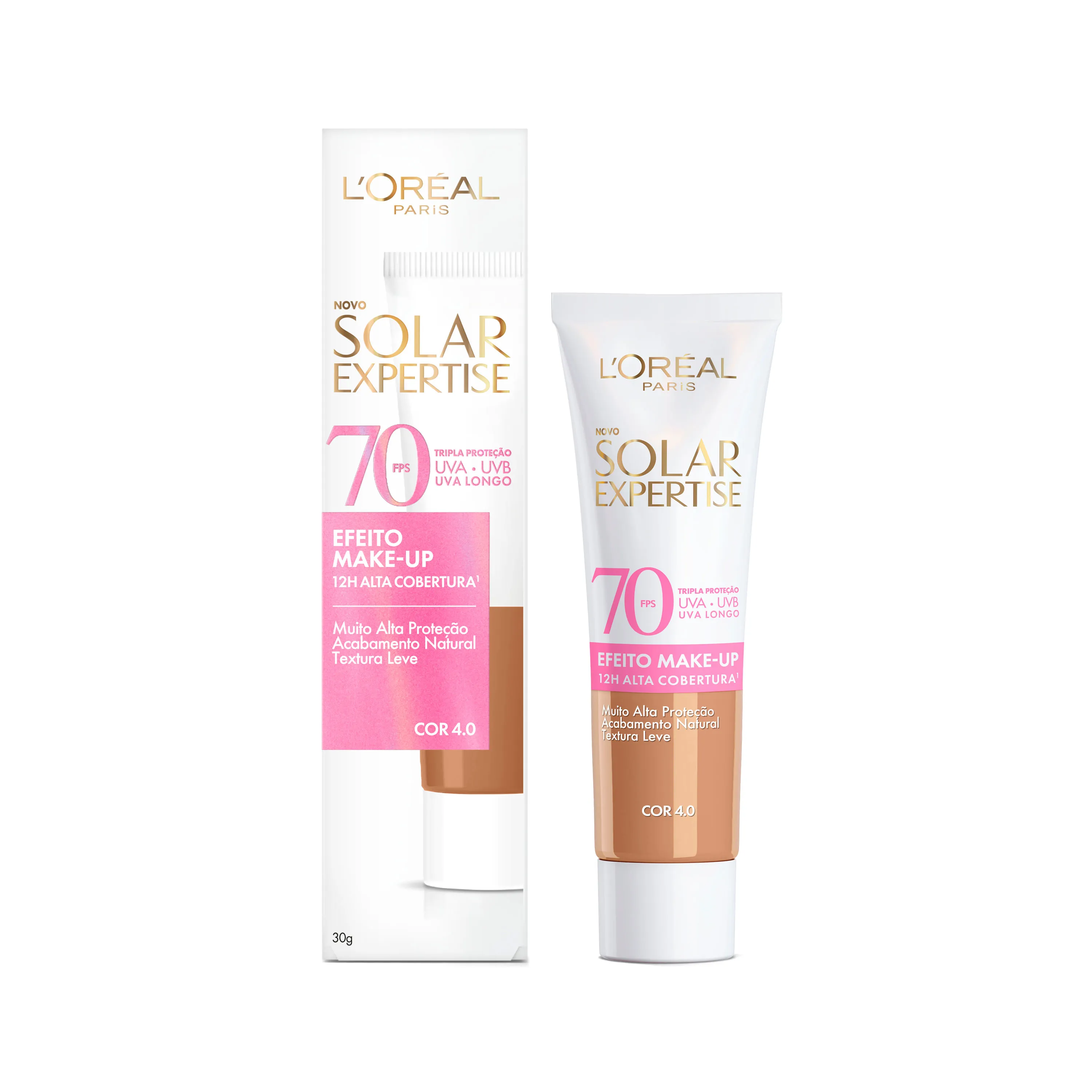 Protetor Solar Facial L’Oréal Paris Solar Expertise Efeito Make Up Com Cor 4.0 FPS70 30g