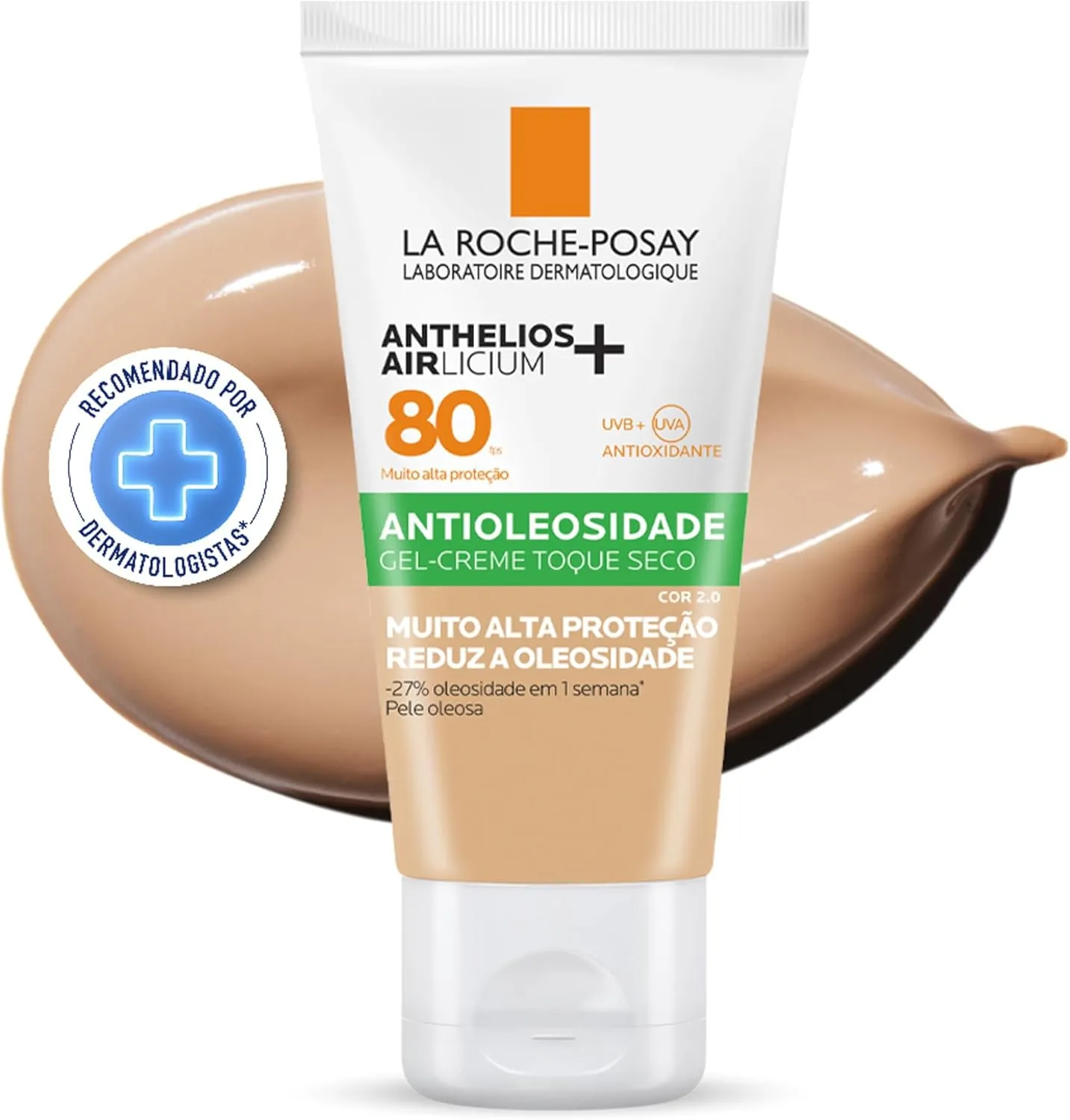Protetor Solar Facial La Roche-Posay Anthelios Airlicium+ FPS80 Cor 2.0 40g