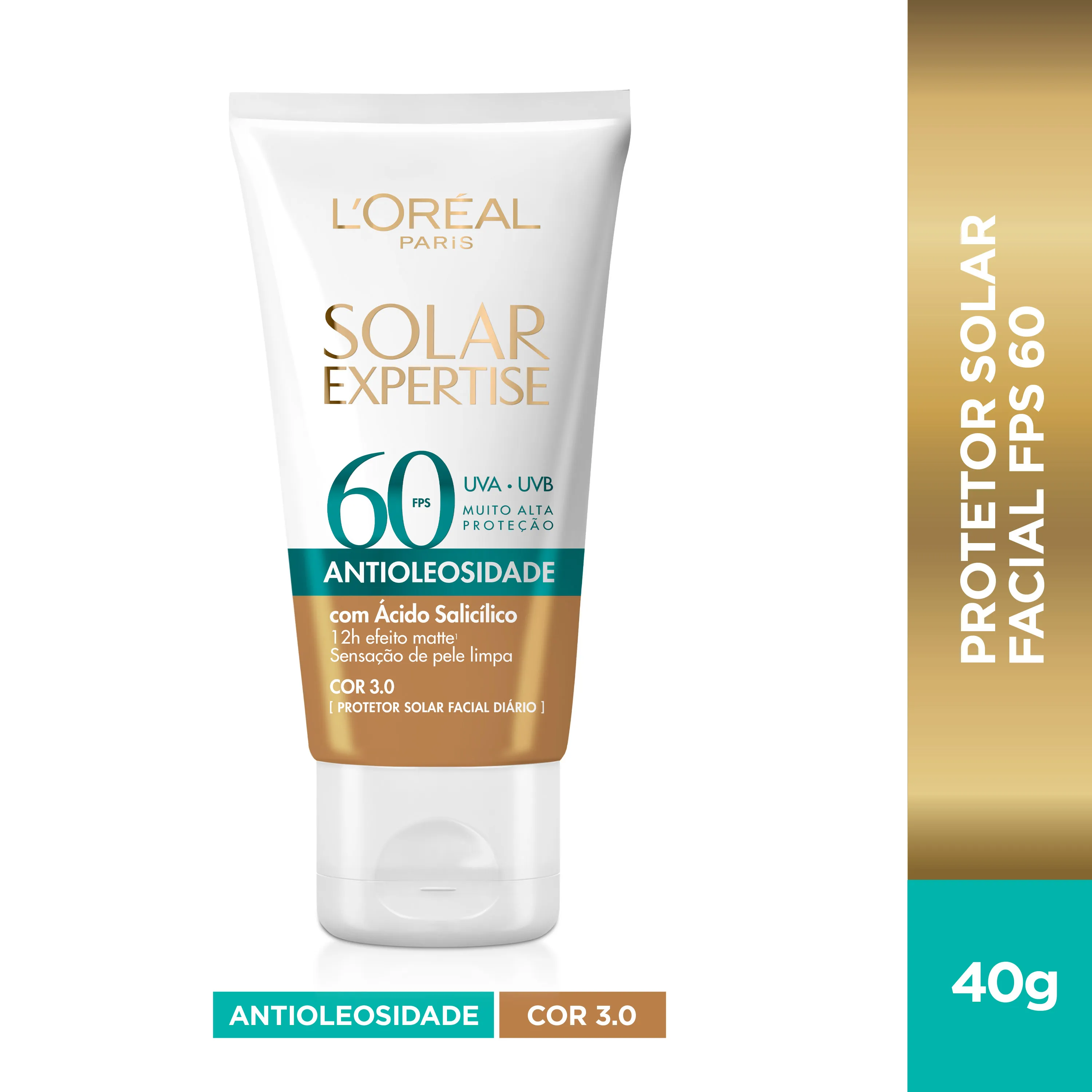 Protetor Solar Facial Solar Expertise Antioleosidade FPS60 Cor 3.0 Média 40g