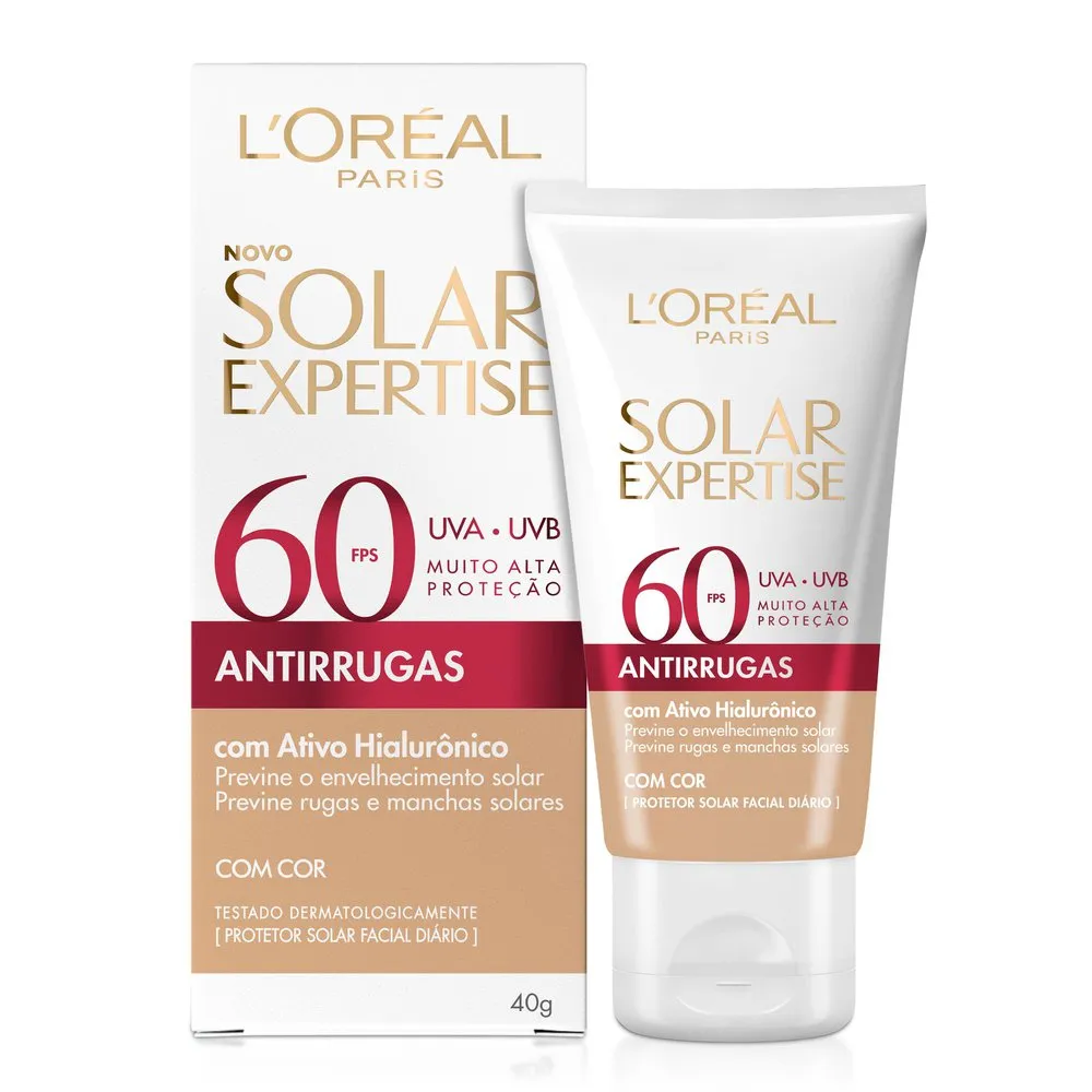 Protetor Solar Facial Solar Expertise Antirrugas FPS60 Com Cor 40g