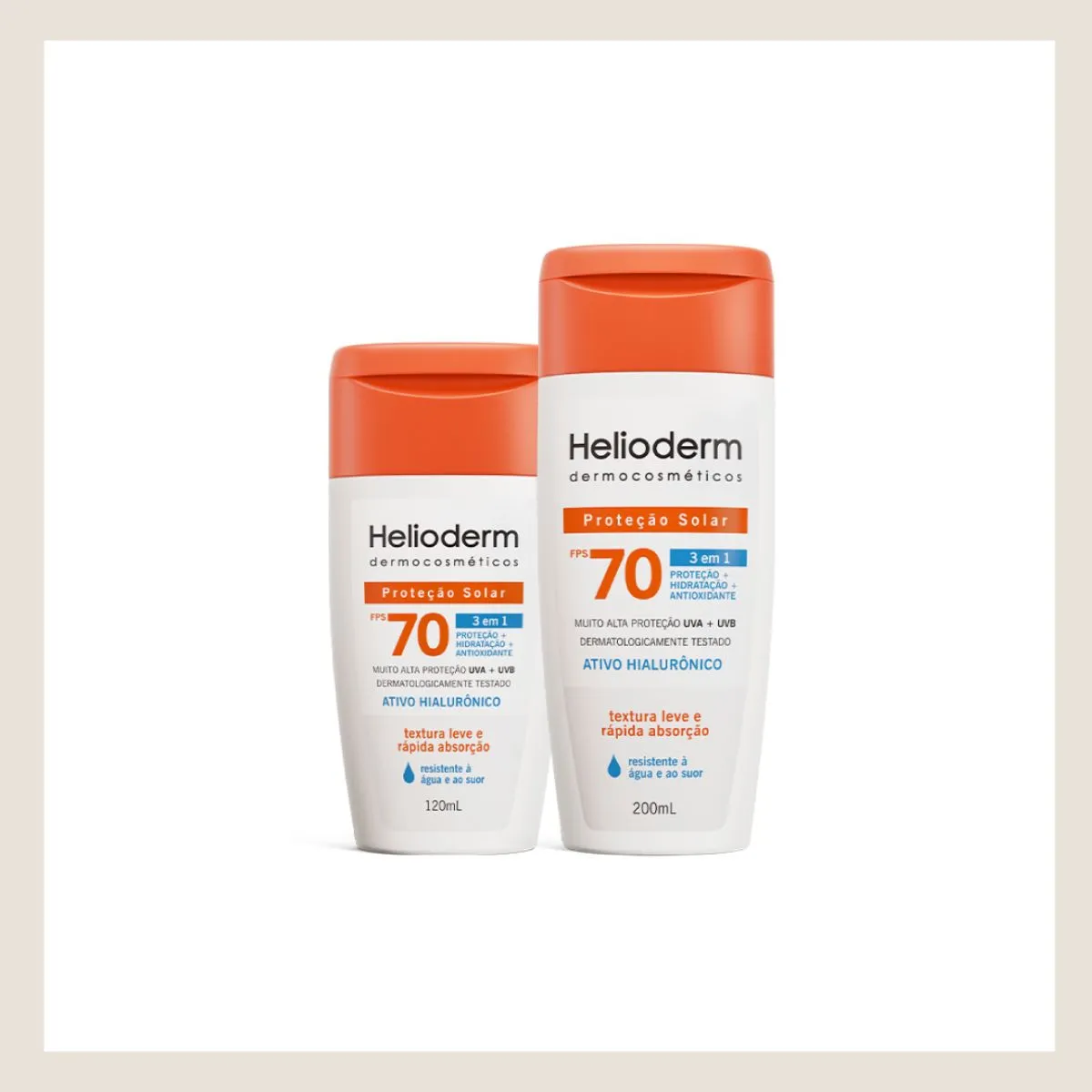 Protetor Solar Helioderm 3 em 1 FPS70 Ácido Hialurônico 200ml — foto 2