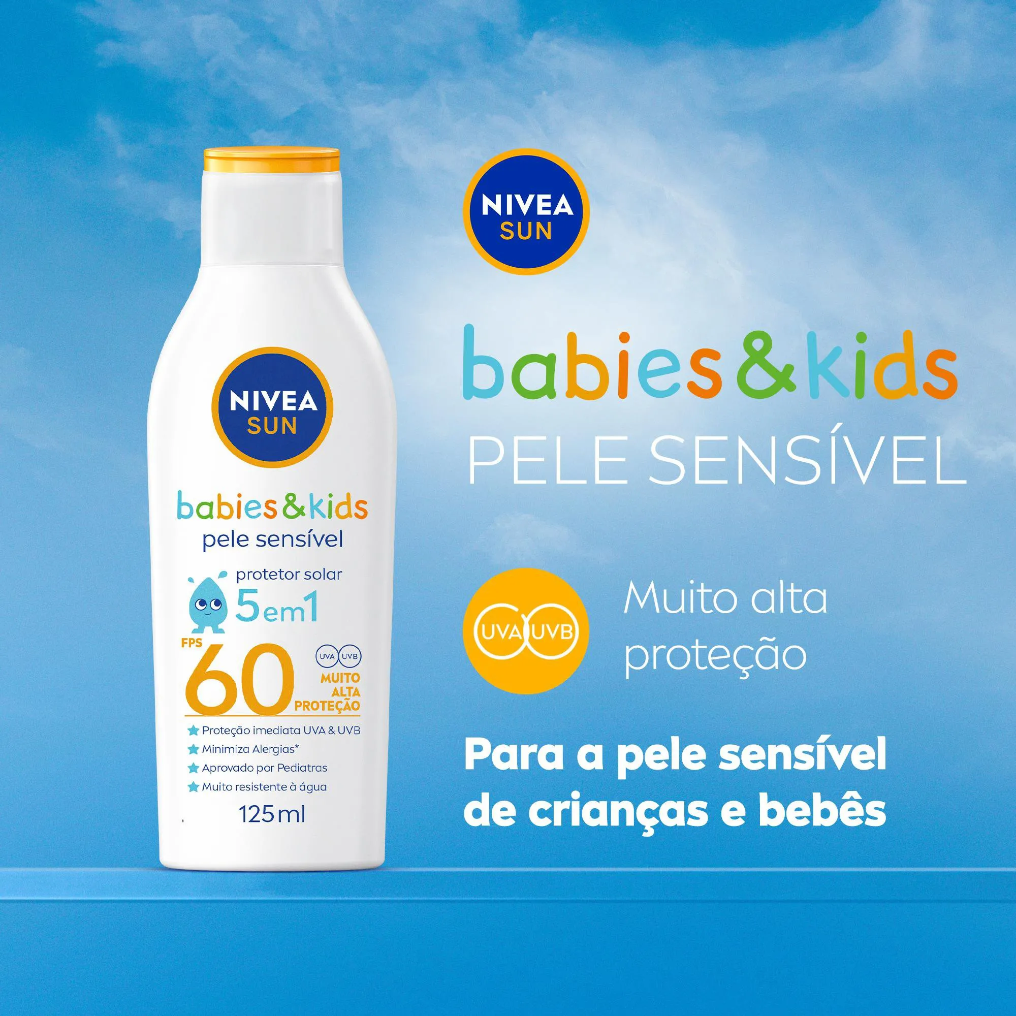 Protetor Solar Nivea Sun Kids Sensitive FPS60 Sem Perfume 125ml — foto 3
