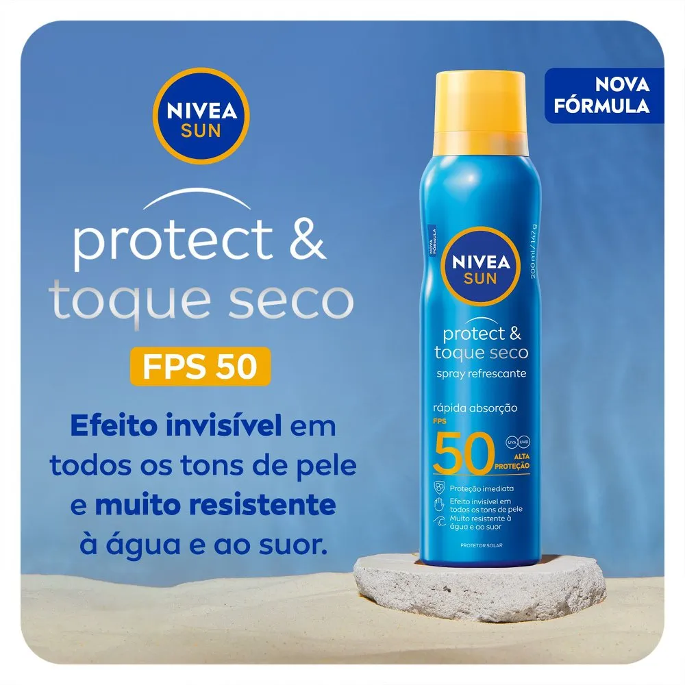 Protetor Solar Nivea Sun Protect & Toque Seco FPS50 Spray 200ml — foto 2