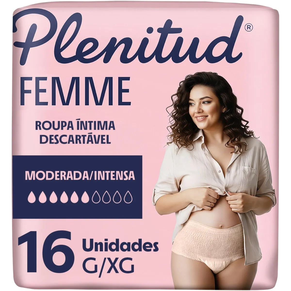 Roupa Íntima Descartável Plenitud Femme Incontinência Urinária Moderada a Intensa G/XG 16 Unidades