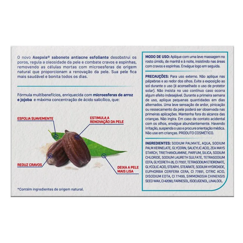 Sabonete em Barra Facial Asepxia Esfoliante Antiacne 80g — foto 3
