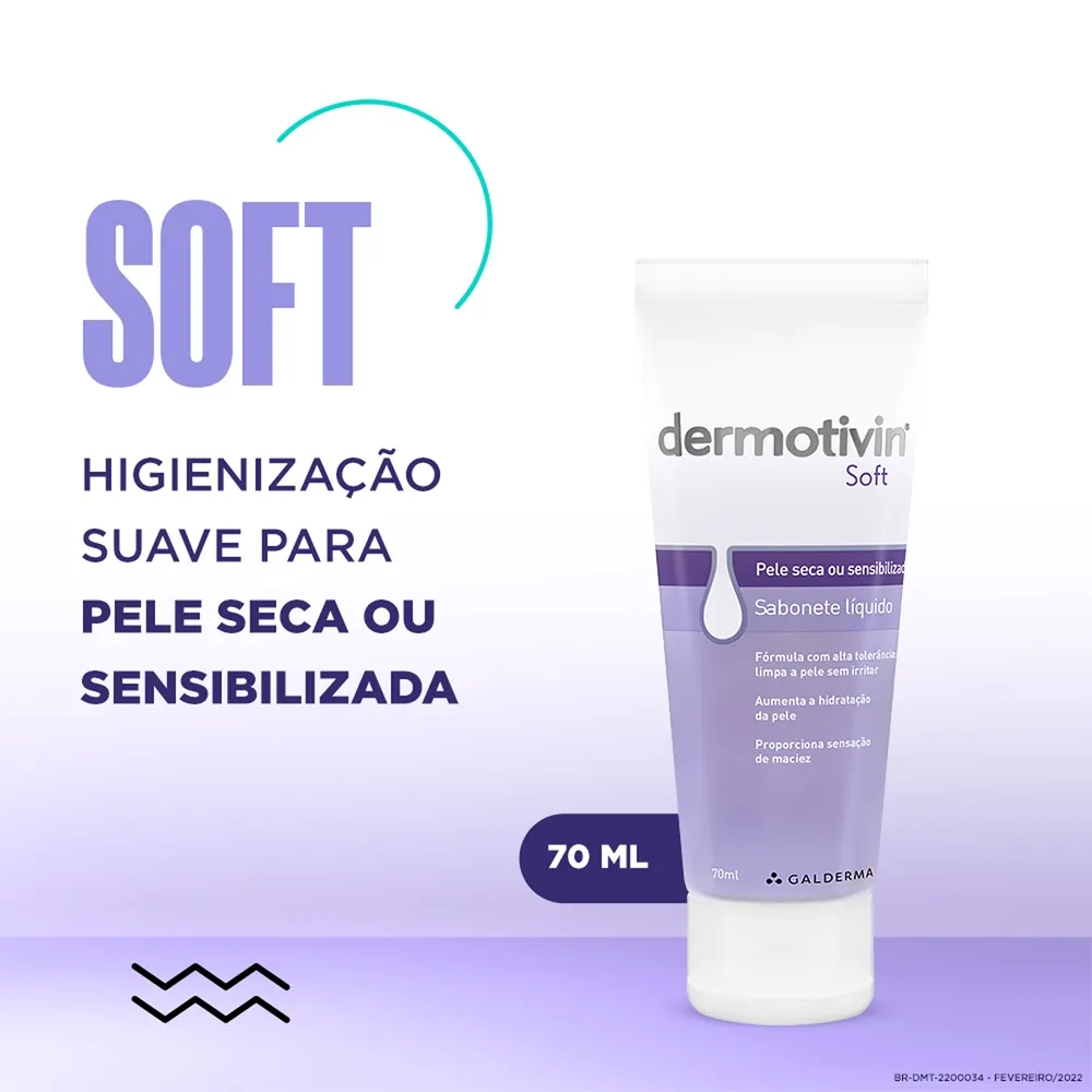 Sabonete Líquido Facial Dermotivin Soft Pele Seca ou Sensibilizada 70ml — foto 2
