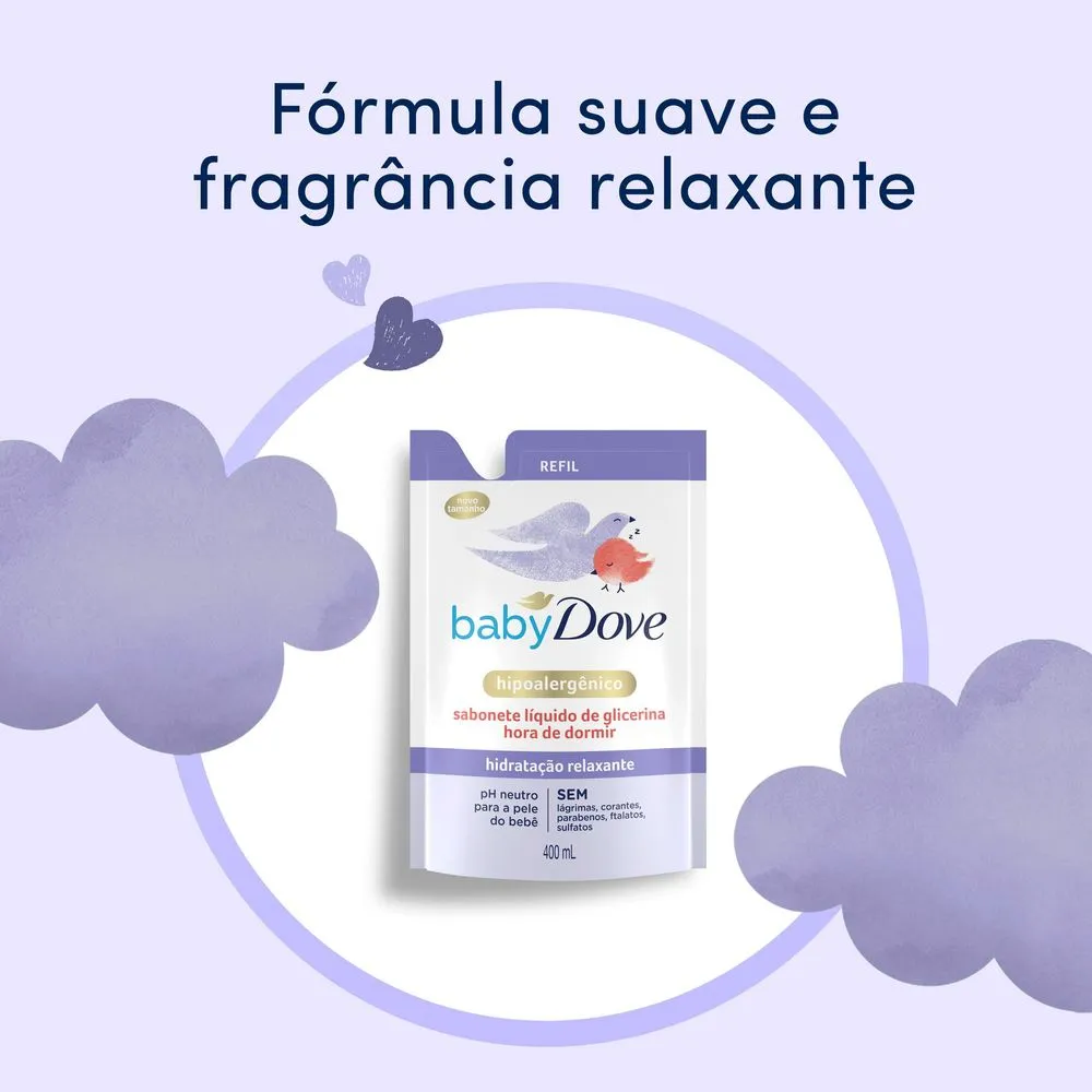 Sabonete Líquido Infantil Baby Dove Hidratação Glicerinada Relaxante Refil 400ml — foto 6