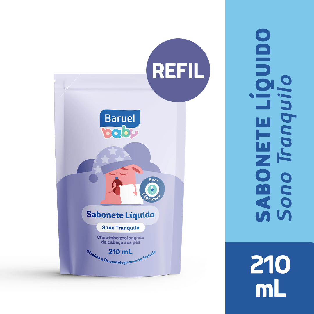 Sabonete Líquido Infantil Baruel Baby Sono Tranquilo da Cabeça aos Pés Refil 210ml