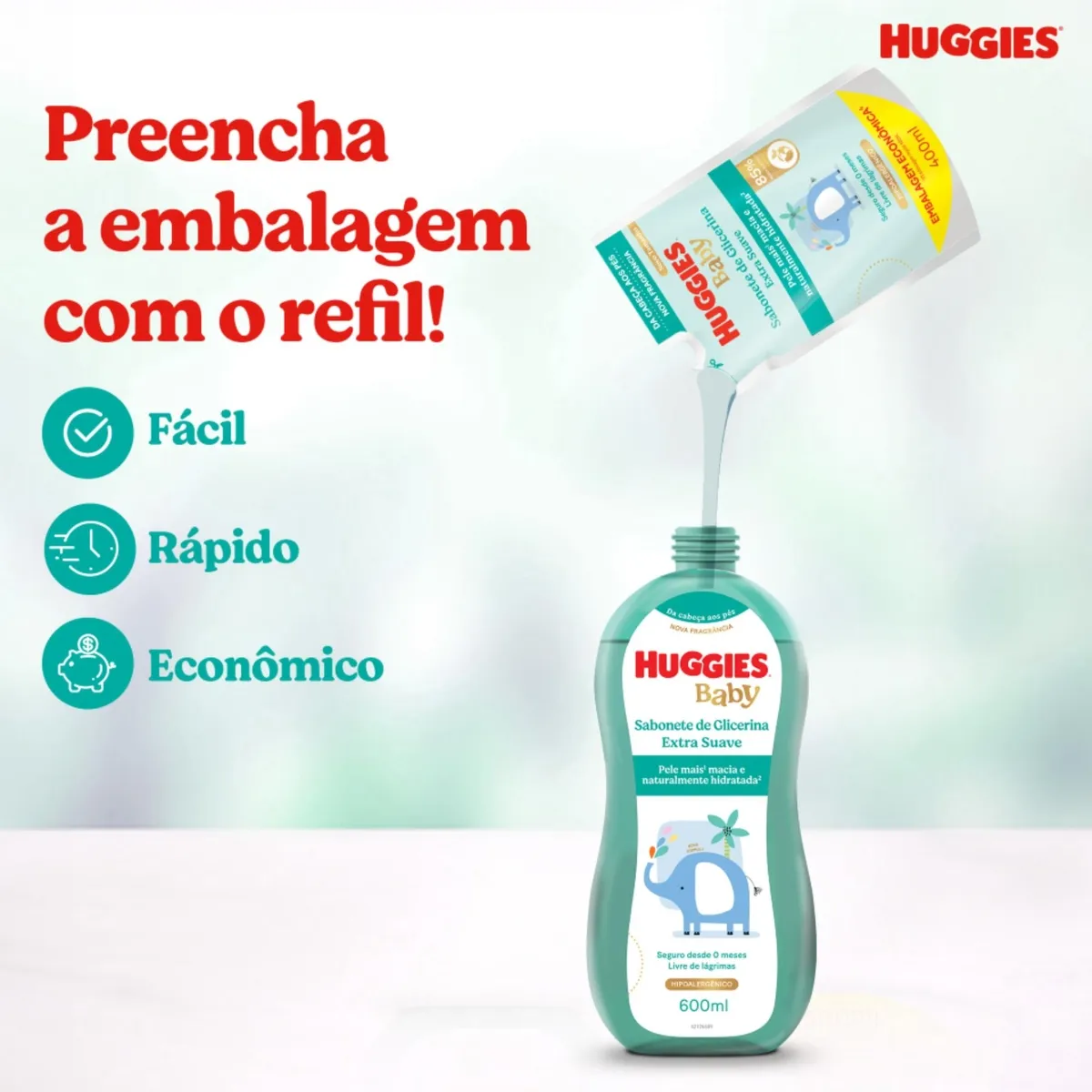 Sabonete Líquido Infantil Huggies Baby Glicerina Extra Suave Refil 400ml — foto 2