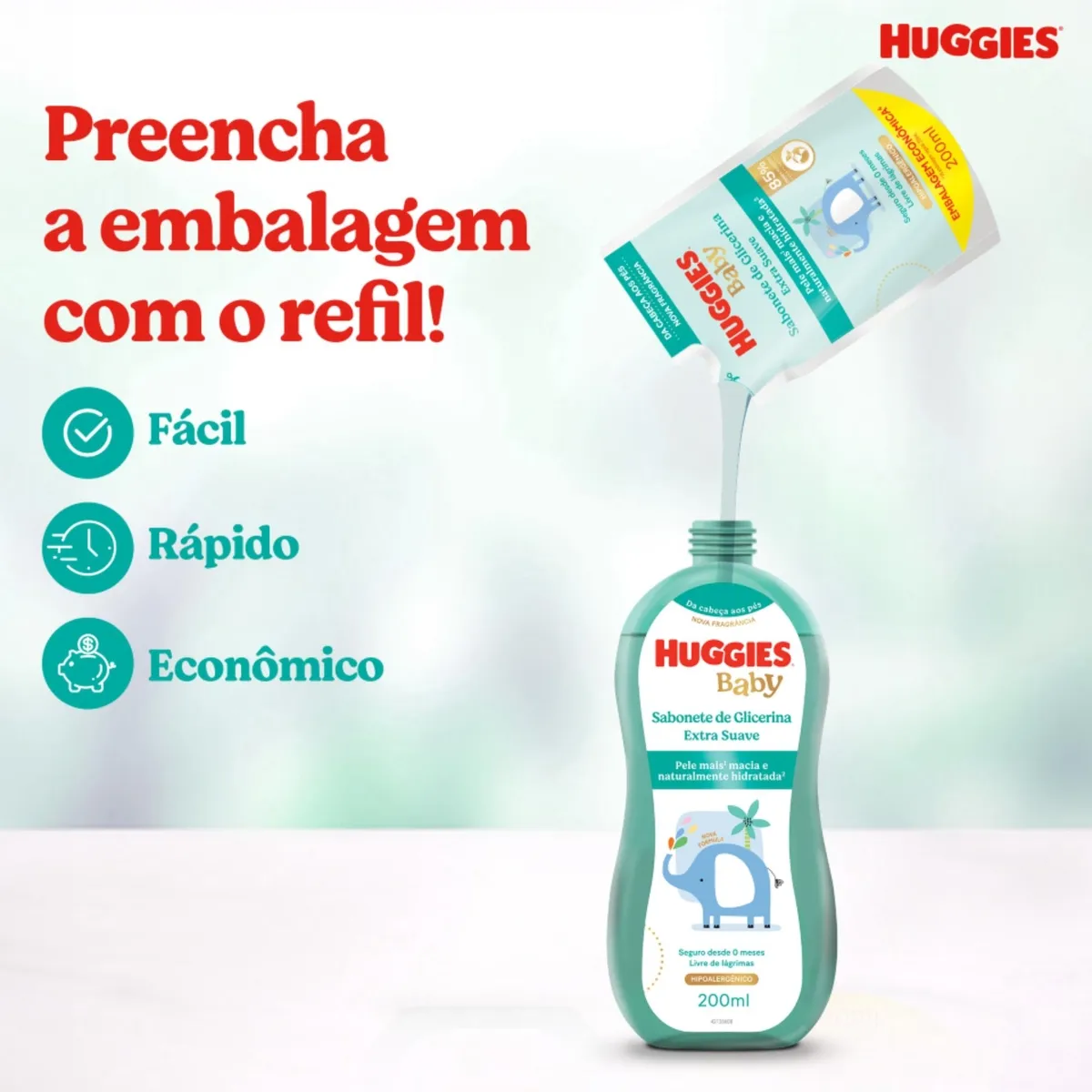 Sabonete Líquido Infantil Huggies Extra Suave Refil 200ml — foto 2