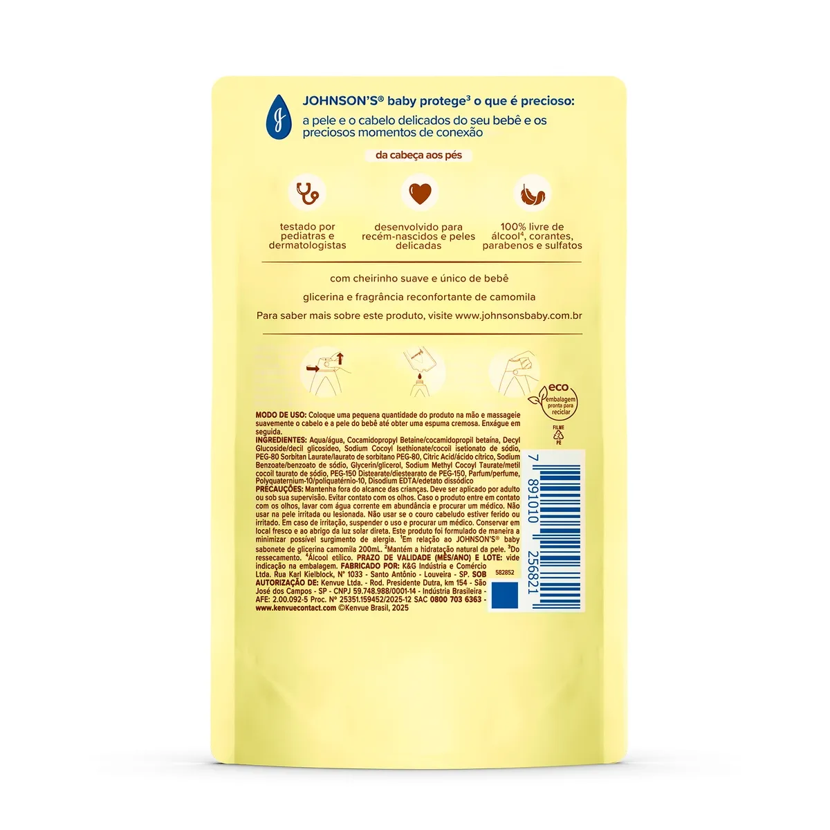 Sabonete Líquido Infantil Johnson's Baby Glicerina Camomila Refil 180ml — foto 3