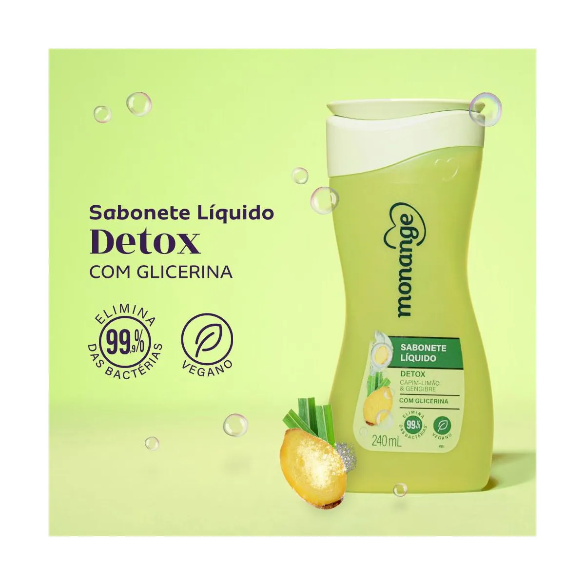 Sabonete Líquido Monange Detox Capim-Limão e Gengibre 240ml — foto 2