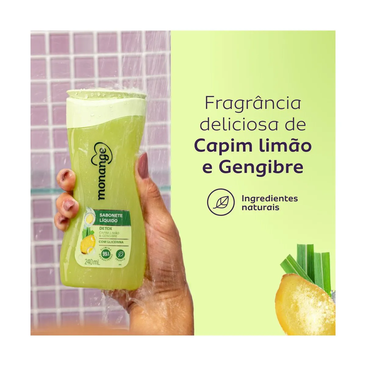 Sabonete Líquido Monange Detox Capim-Limão e Gengibre Refil 200ml — foto 3