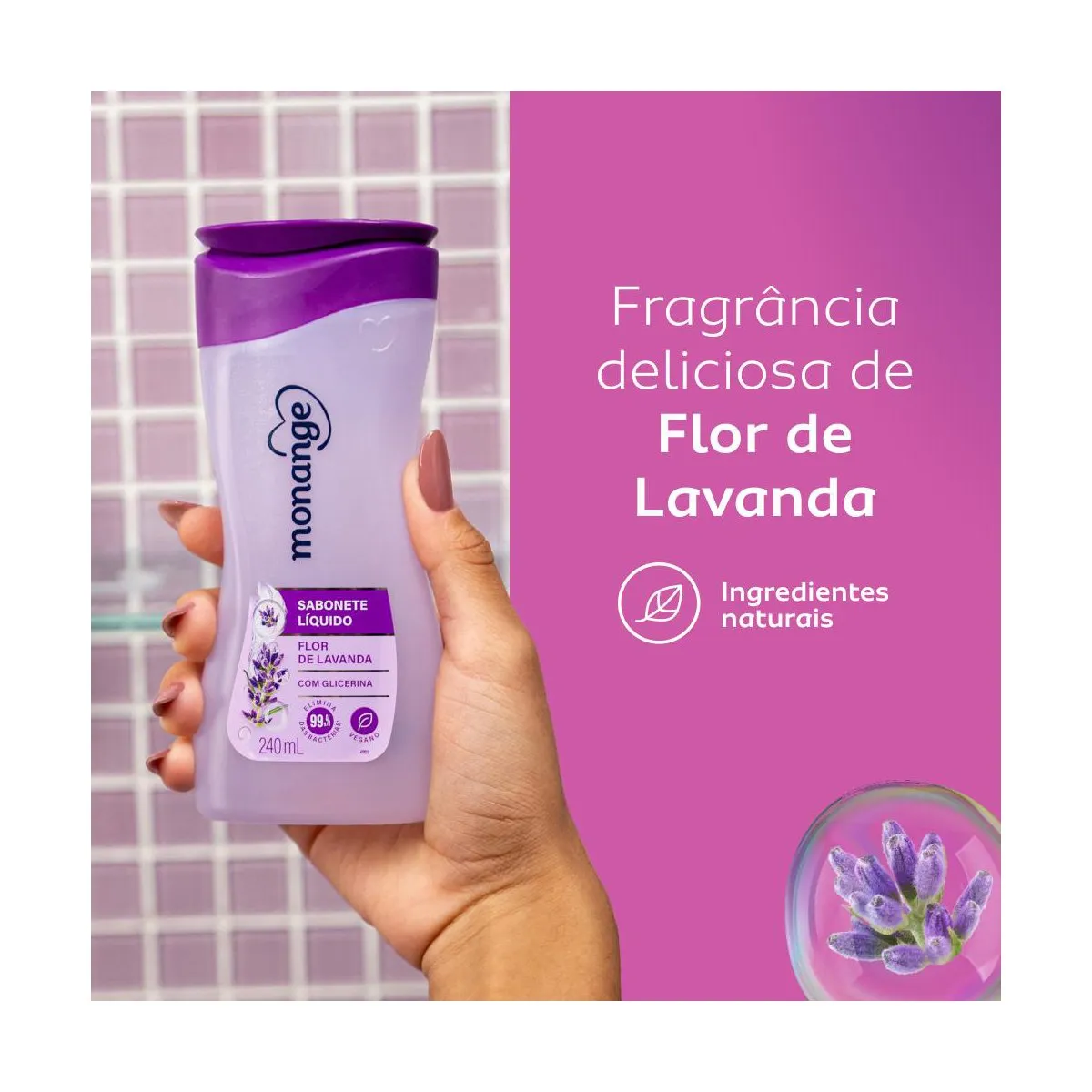 Sabonete Líquido Monange Flor de Lavanda 240ml — foto 3