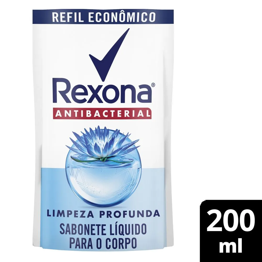Sabonete Líquido Rexona Antibacterial Limpeza Profunda Refil 200ml