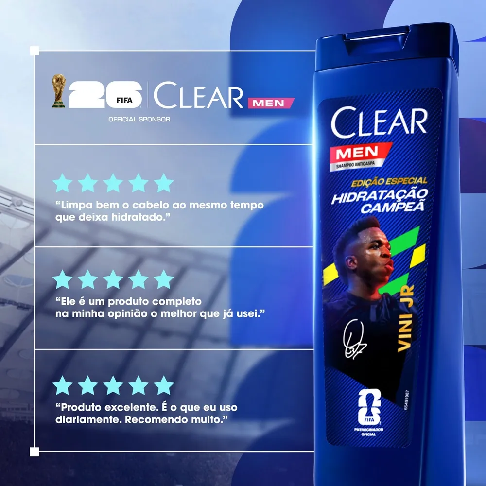 Shampoo Anticaspa Clear Men by Vini Jr Hidratação Campeã 400ml — foto 6