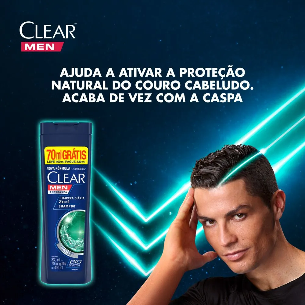 Shampoo Anticaspa Clear Men Limpeza Diária 2 em 1 400ml — foto 7