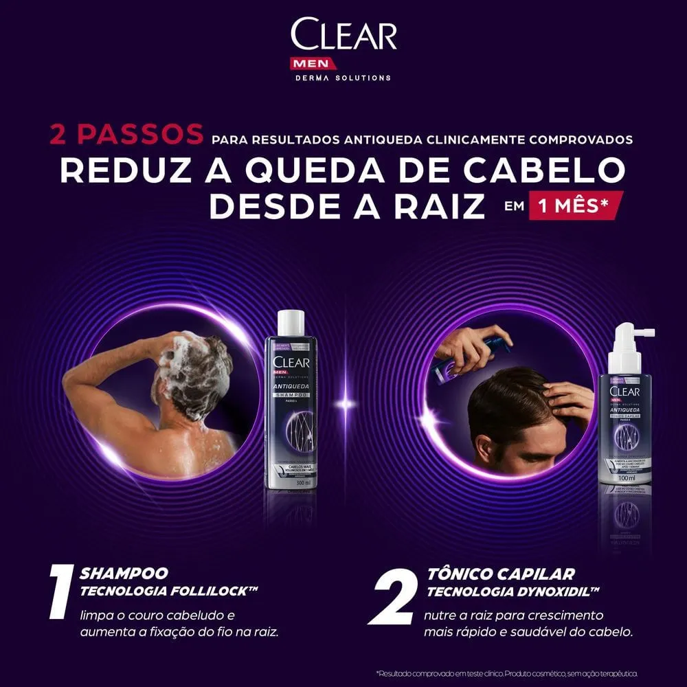 Shampoo Clear Men Derma Solutions Antiqueda Passo 1 300ml — foto 6