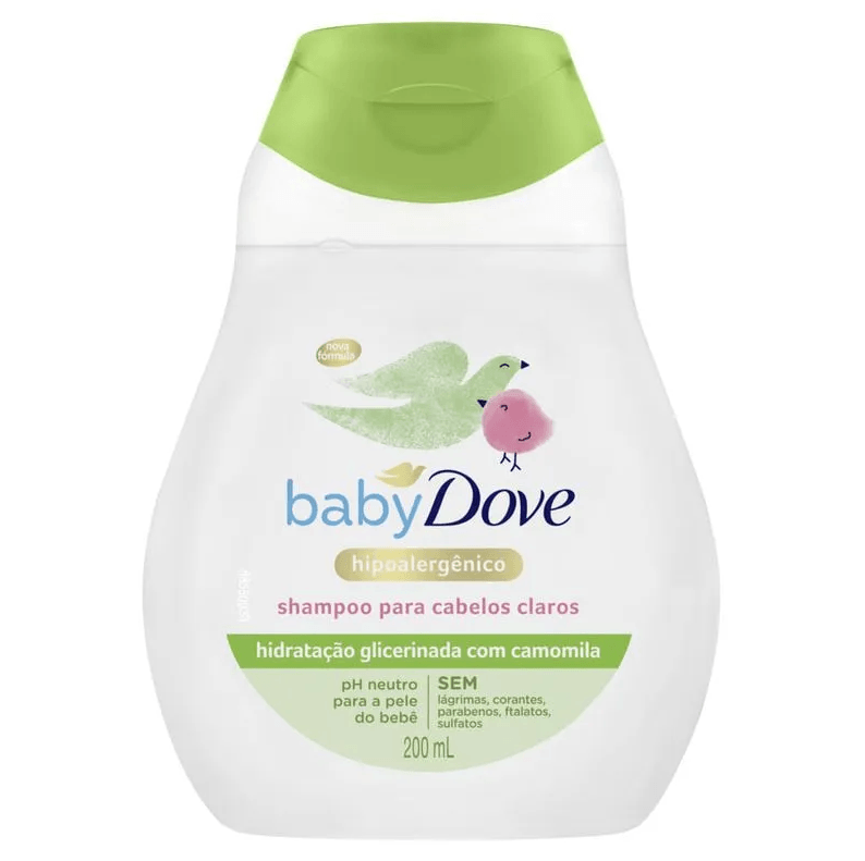 Shampoo Infantil Baby Dove Hidratação Enriquecida Cabelos Claros Camomila Recém-Nascido 200ml