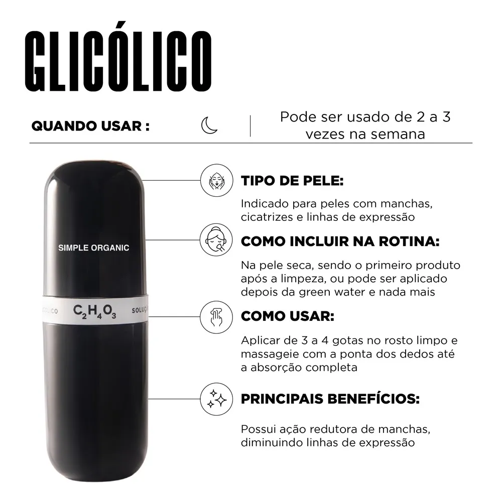 Solução Simple Organic Ácido Glicólico 8% 30ml — foto 2