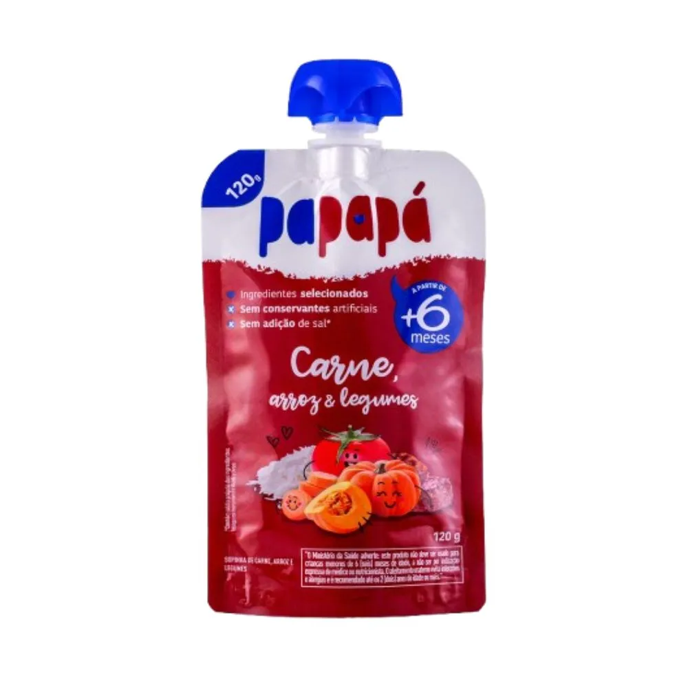 Sopinha Infantil Papapá Sabor Carne Arroz e Legumes +6 meses 120g