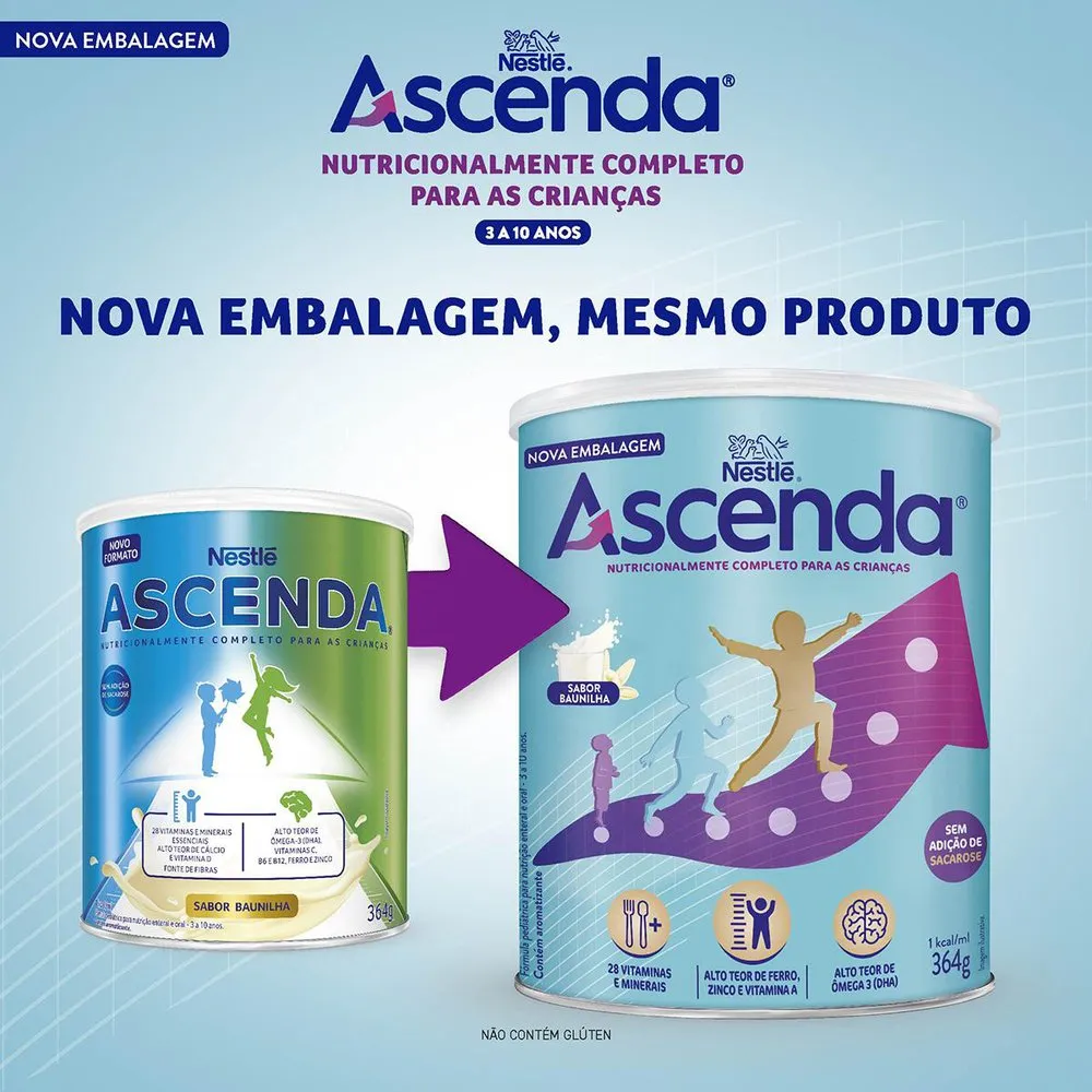 Suplemento Alimentar Infantil Ascenda Sabor Baunilha 364g — foto 2