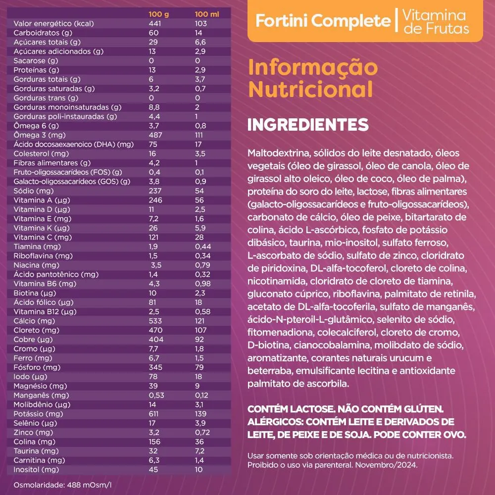 Suplemento Alimentar Infantil Fortini Complete Sabor Vitamina de Frutas 800g — foto 3