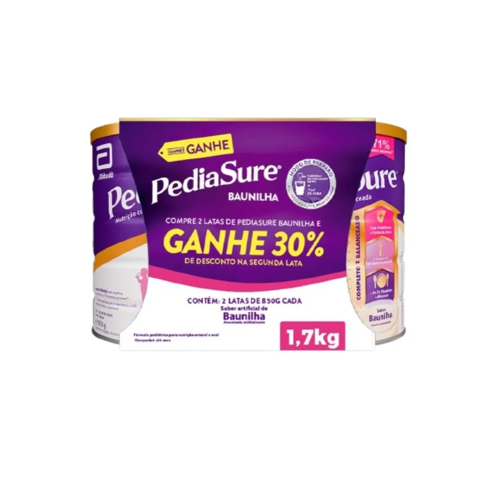Suplemento Alimentar Infantil Pediasure Sabor Baunilha +4 anos 850g 2 Unidades