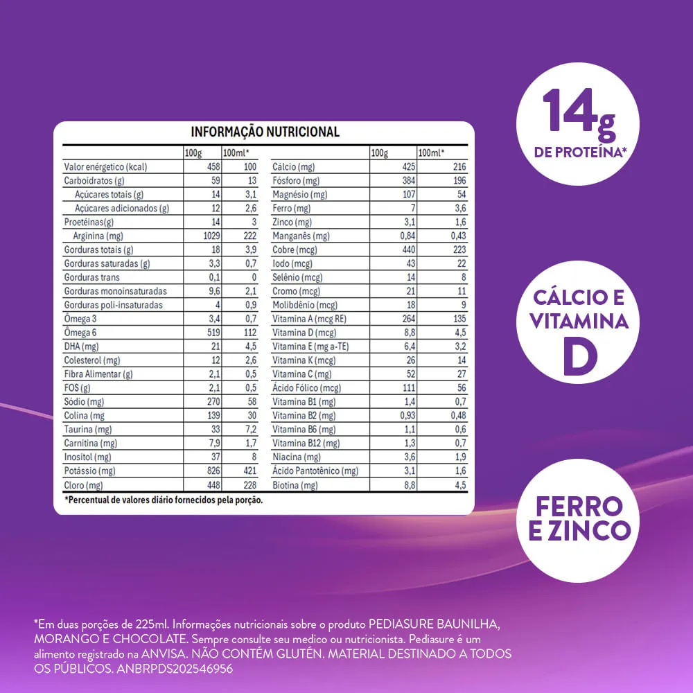 Suplemento Alimentar Infantil Pediasure Sabor Chocolate +4 Anos 400g — foto 3