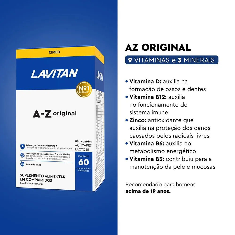 Suplemento Alimentar Lavitan AZ Original 60 Comprimidos — foto 5