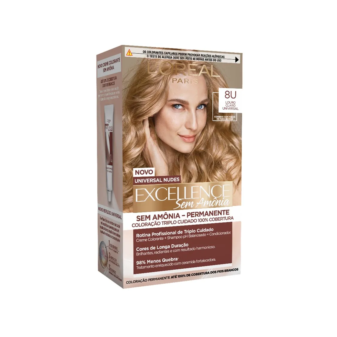 Tintura L'Oréal Imédia excellence Louro Claro Sem Amônia universal 8u