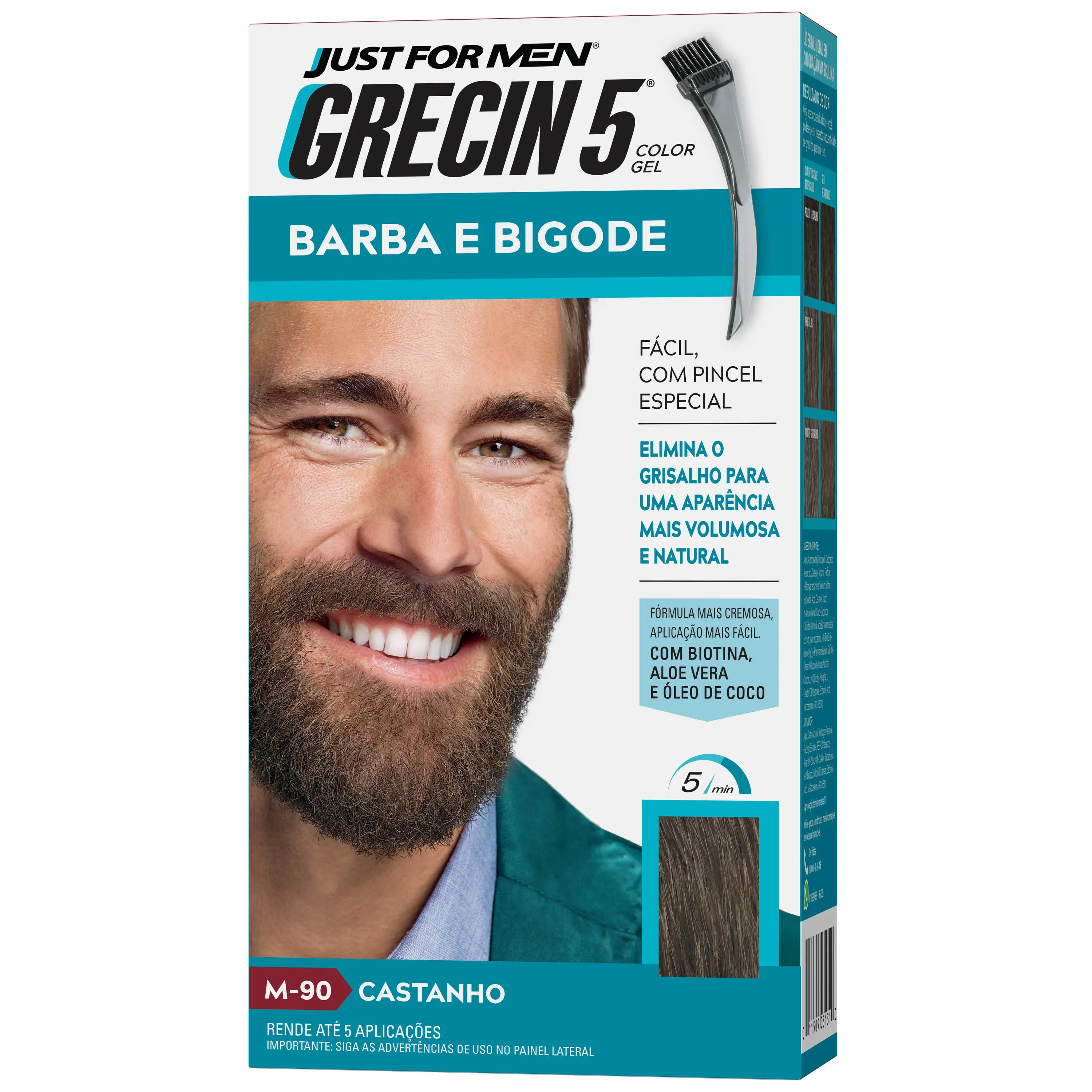 Tintura Tonalizante Grecin 5 Barba e Bigode Castanho