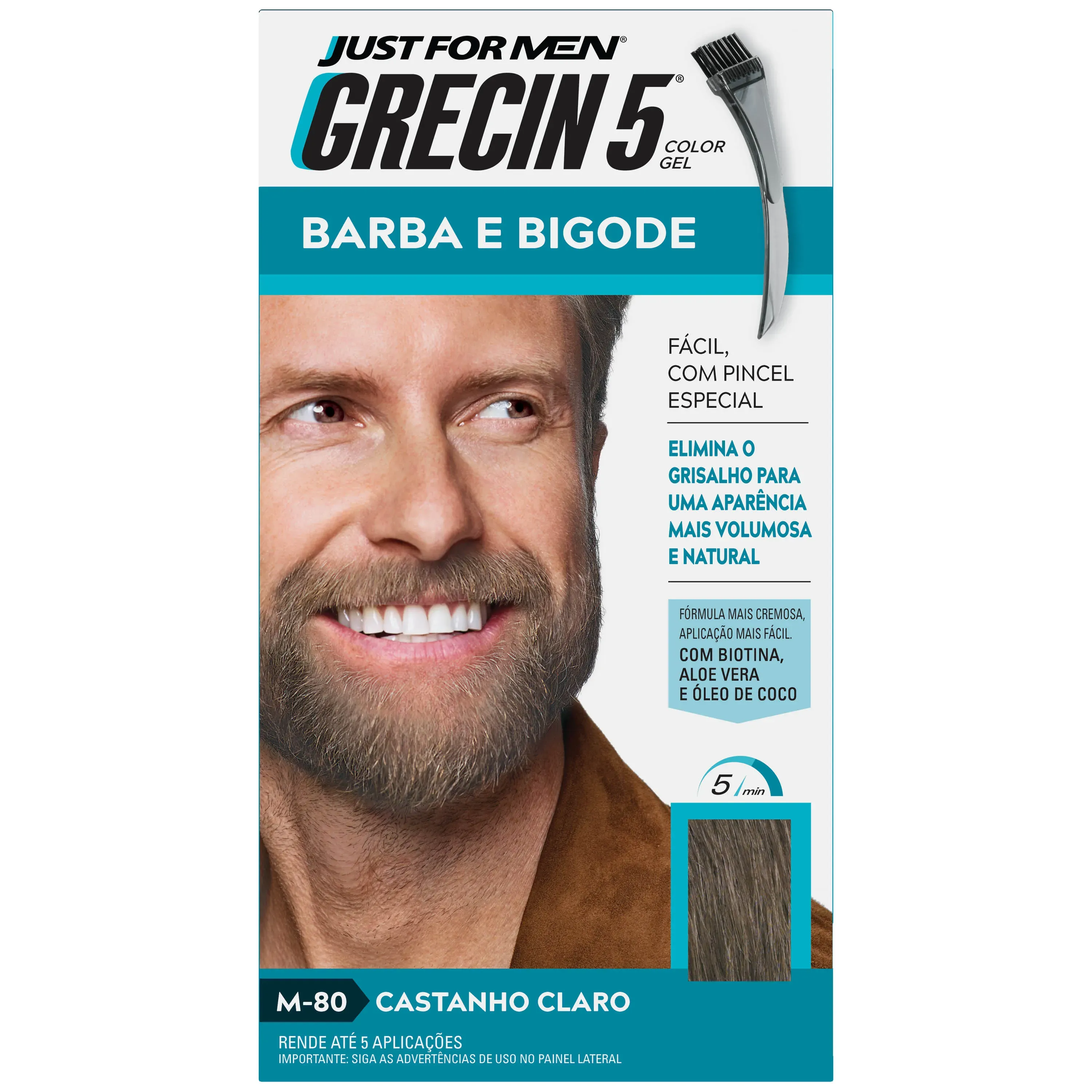 Tintura Tonalizante Grecin 5 Barba e Bigode Castanho Claro