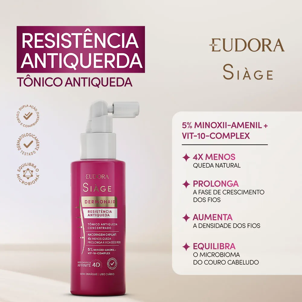 Tônico Capilar Eudora Siàge DermoHair Resistência Antiqueda Concentrado 100ml — foto 3