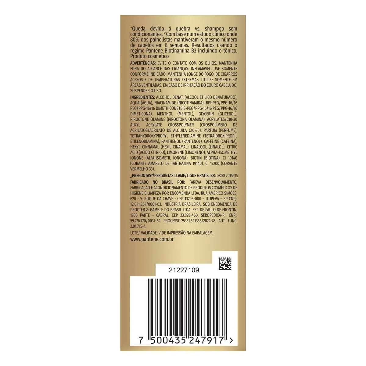 Tônico Capilar Pantene PRO-V Biotinamina B3 Antiqueda 52ml — foto 11