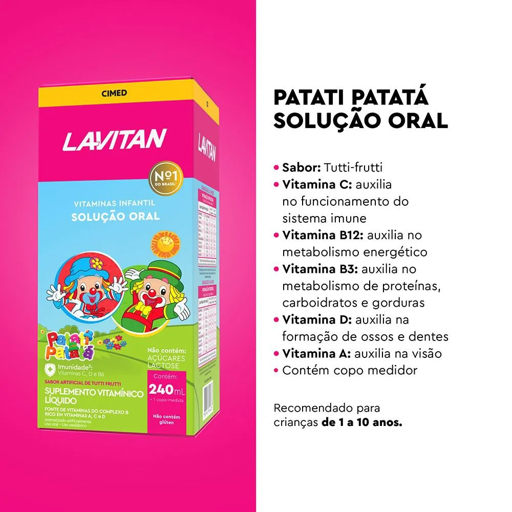 Vitamina Infantil Lavitan Solução Oral Tutti-Frutti Patati Patatá 240ML — foto 2