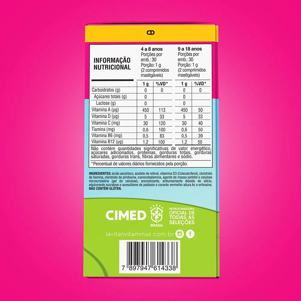 Vitamina Infantil Mastigável Tutti-Frutti Lavitan Patati Patatá 60 Comprimidos — foto 3